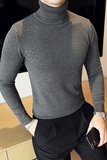 秋冬韩版高领修身打底衫套头纯色针织衫精致毛衣黑色B5553-P50，男装T恤，电商C308