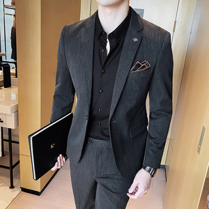 20秋冬款 英伦韩版修身休闲商务男士西服套装 LJT937-P210图片