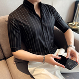 雅痞个性青年网红V领衬衫男中袖帅气修身休闲立领痞帅衬衣C07-P68,男装衬衫,电商C308, 雅痞个性青年网红V领衬衫男中袖帅气修身休闲立领痞帅衬衣C07-P68,男装衬衫,电商C308,