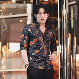 19夏装新款韩版短袖花衬衫男修身中袖花衬衣C822-P50，男装T恤，电商C308