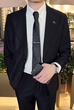 秋冬款英伦韩版修身男士商务休闲纯色西服外套天蓝色X889-P155，男装西服，电商C308