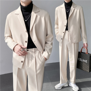 轻熟风ins英伦纯色西服套装 阔版宽松休闲小西装 TZ27四粒扣-P225图片