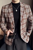 英伦韩版修身男士商务休闲格子西服男外套X940-P155，男装西服，电商C308