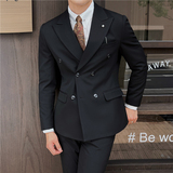 英伦修身男士双排扣纯色西服三件套新郎伴郎礼服套装SJT913-P265，男装西服，电商C308