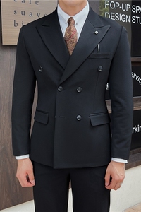 英伦修身男士双排扣纯色西服新郎伴郎礼服外套X913-P135图片