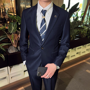秋冬款 英伦韩版修身男士商务休闲纯色西服外套墨绿色X888-P150图片
