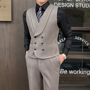 新郎婚礼伴郎礼服马甲男士高级感星空呢双排扣纯色马甲MJ927-P65，男装背心/马甲，电商C308