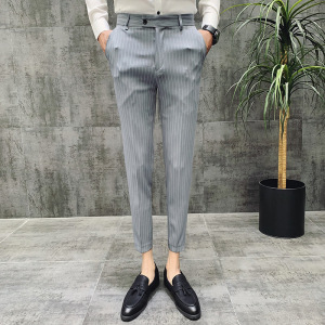 24春夏款 休闲裤男 商务条纹男士西裤 男式修身九分裤K726-P65图片