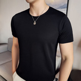 英伦风痞圆领纯色短袖T恤夏季男装半袖冰丝弹力体恤T88-特P30，男装T恤，电商C308