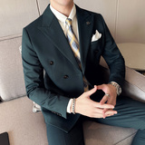 春季英伦韩版修身纯色双排扣时尚休闲男士西服外套X891-P155，男装西服，电商C308