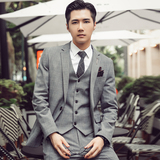 高品质秋冬韩版修身千鸟格男士西服三件套装新郎套装SJT971-P295，男装西服，电商C308