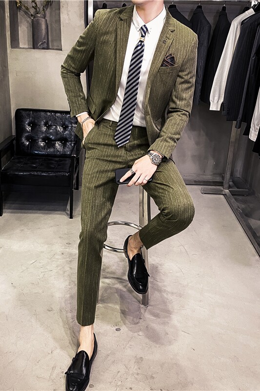 20秋冬款英伦韩版时尚修身男士商务细条纹西服套装LJT10-P225,男装西服套装,电商C308
