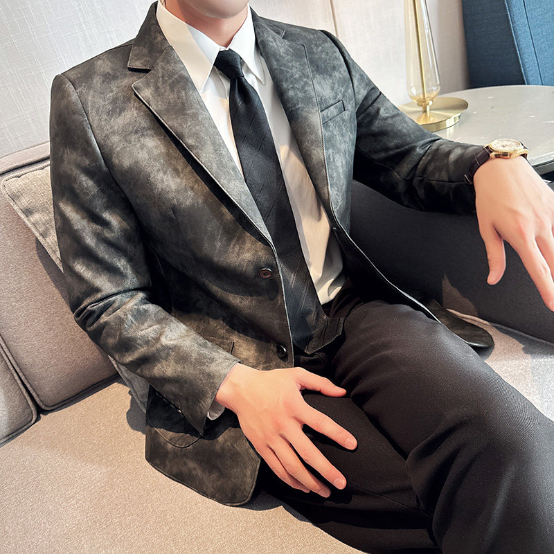 皮衣男西装外套韩版修身帅气潮流休闲二粒扣男士西服X943-P155,男装西服套装,电商C308