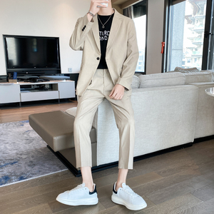 春夏款 轻熟风英伦条纹微宽长袖西服 九分西裤套装 TZ14-P215，男装西服，电商C308