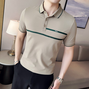 男士休闲polo衫t恤 潮流修身翻领半袖polo衫米白色F9408-P58图片