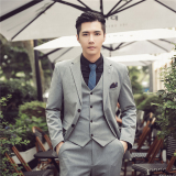 20秋冬新款韩版修身男士二粒扣商务西服三件套装TZ145-P290，男装西服，电商C308