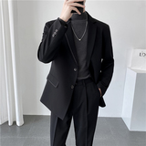 ins轻熟风英伦纯色男士西服阔版宽松休闲小西装外套X27压线-P150，男装西服套装，电商C308