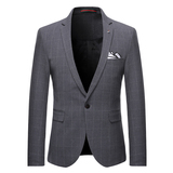 20秋冬款英伦韩版修身男士时尚休闲商务格子西服套装LJT959-P230，男装西服套装，电商C308