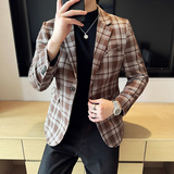 英伦韩版修身男士商务休闲格子西服男外套X940-P155，男装西服，电商C308