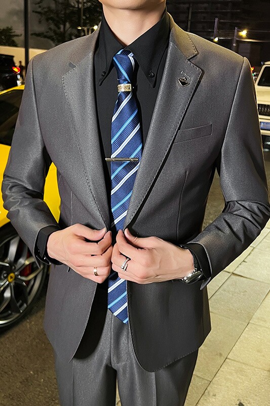 英伦韩版修身男士休闲商务西服套装新郎套装天蓝色LJT888-P225,男装西服套装,电商C308
