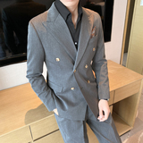 高级感休闲双排扣小西服男外套韩版修身英伦痞帅单西装X02-P155，男装西服套装，电商C308