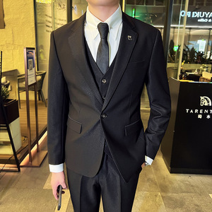秋冬款 英伦韩版修身男士休闲商务西服三件套新郎套装SJT888-P285图片