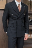 英伦修身男士双排扣格子西服三件套新郎伴郎礼服套装SJT920-P300，男装西服，电商C308