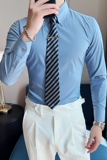 个性大领衬衫男长袖薄款潮流帅气修身休闲立领纯色绿衬衣C43-P68，男装衬衫，电商C308