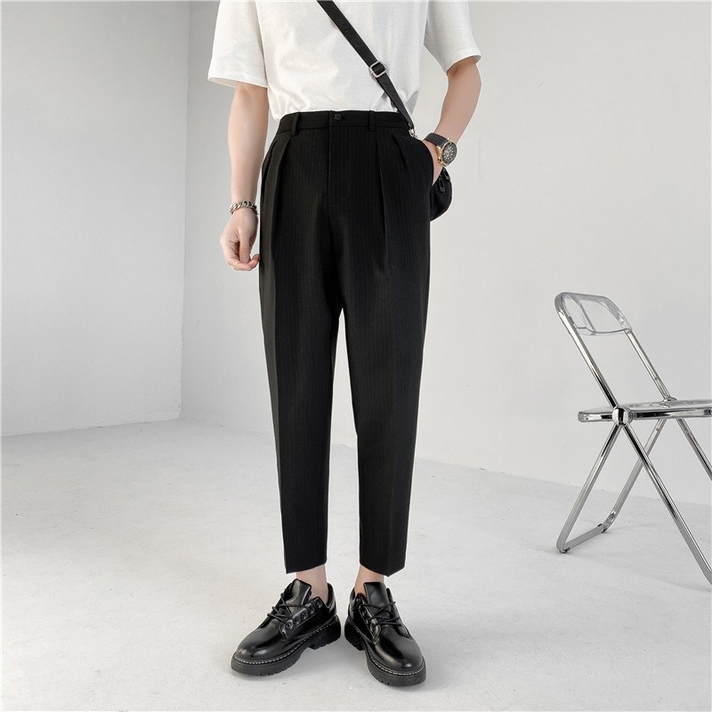 21春夏轻熟风微宽时尚休闲裤韩版纯色小脚九分西裤K21-P70，男装西裤，电商C308