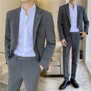 轻熟风ins韩版修身男士休闲西服二件套 新郎西装套装 LJT24-P230，男装西服套装，电商C308