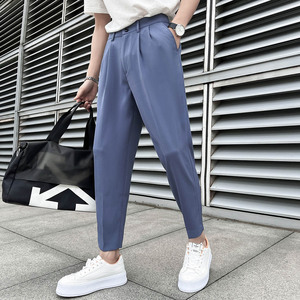 春夏 轻熟风微宽时尚休闲裤男 阔版纯色九分西裤 K15-P65，男装西裤，电商C308