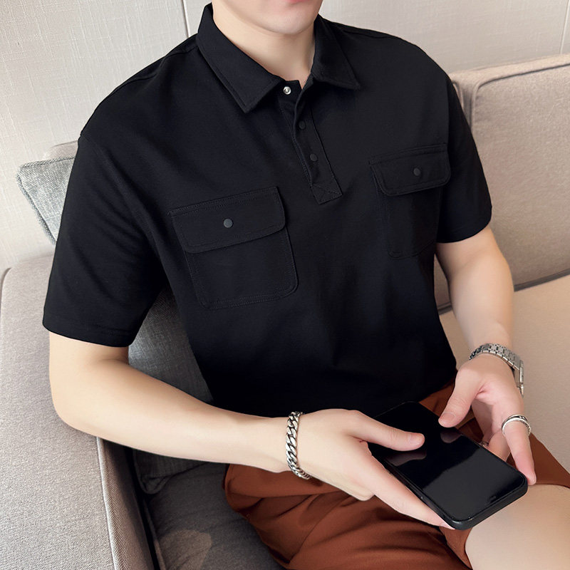 夏季男士休闲polo衫t恤潮流修身翻领半袖polo衫咖啡色C10012-P58,男装T恤,电商C308