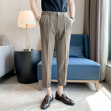 夏季痞雅薄款条纹九分裤男士坠感免烫西裤青年冰凉休闲裤K08-P75，男装西裤，电商C308