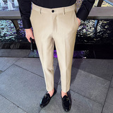 时尚免烫西裤男士韩版修身小脚裤商务休闲西裤长裤咖啡色K888-P75，男装西裤，电商C308