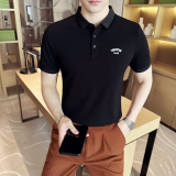 夏季男士休闲polo衫t恤潮流修身翻领半袖polo衫绿色C60045-P58，男装T恤，电商C308