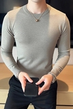 秋冬韩版圆领修身打底衫套头纯色针织衫精致毛衣花焦糖B5551-P45，男装T恤，电商C308
