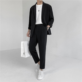 23夏款 款轻熟风英伦纯色宽松中袖西服+阔版九分裤套装 TZ15-P195,男装西服,电商C308,电商基地 23夏款 款轻熟风英伦纯色宽松中袖西服+阔版九分裤套装 TZ15-P195,男装西服,电商C308,电商基地