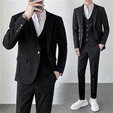 轻熟风ins秋冬韩版修身男士虚线条纹休闲西服三件套SJT937-P265，男装西服，电商C308
