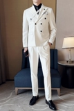 春季新款英伦韩版修身纯色休闲双排扣男士西服套装LJT891-P230，男装西服套装，电商C308