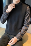 秋冬毛衣假两件衬衫领针织背心套头毛衣男潮MY4-P75，男装背心/马甲，电商C308