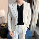 痞帅高级感纯色休闲二粒扣小西服+英伦时尚九分西裤套装TZ05-P225，男装西服，电商C308