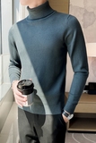 秋冬韩版高领修身打底衫翻领套头纯色针织衫毛衣潮男MY2-P45，男装T恤，电商C308