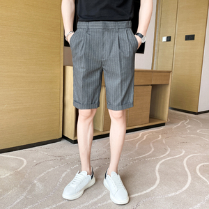 夏 薄款条纹短裤男士坠感免烫五分西裤青年冰凉休闲短裤 K07-P70，男装牛仔裤，电商C308
