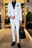 秋冬英伦韩版修身男士休闲商务二粒扣西服套装白色LJT961-P220，男装西服套装，电商C308