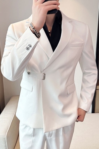 英伦修身西装两件套男士套装 韩版休闲斜扣西服套装 LJT908-P225图片