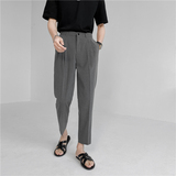 春夏轻熟风微宽时尚休闲裤阔版条纹小脚九分西裤K13-P65，男装西裤，电商C308