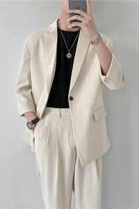 21 春夏轻熟风英伦中袖流行西服 阔版宽松休闲便服西服 X15-P130图片