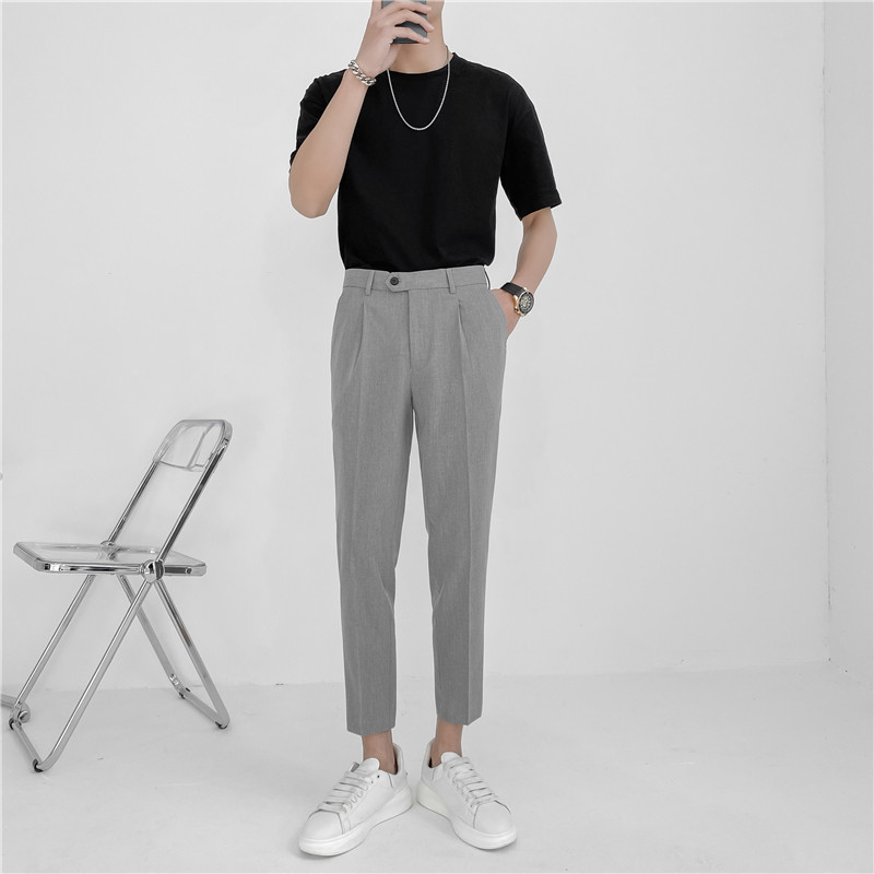 21春夏轻熟风时尚休闲裤韩版纯色小脚九分西裤K20-P65，男装西裤，电商C308