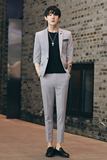 春夏新款韩版时尚男士西服套装七分袖九分裤西装外套TZ117-P195，男装西服套装，电商C308