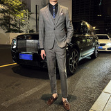 英伦韩版修身男士休闲西服三件套新郎伴郎套装咖啡色SJT30-P295，男装西服，电商C308